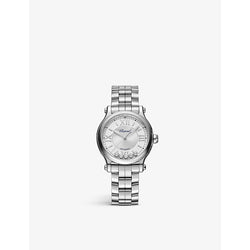 Chopard 278608-3002 Happy Sport stainless-steel and 0.25ct diamond self-winding mechanical watch