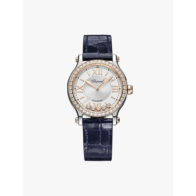 Chopard 278608-6003 Happy Sport 18-carat rose-gold, stainless-steel and 1.49ct brilliant-cut diamond automatic watch