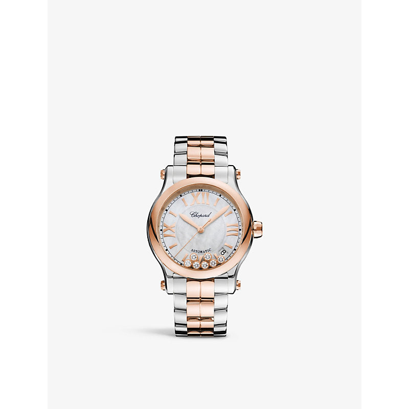 Chopard 278559-6009 Happy Sport 18ct rose gold, stainless-steel and 0.35ct diamond self-winding mechanical watch