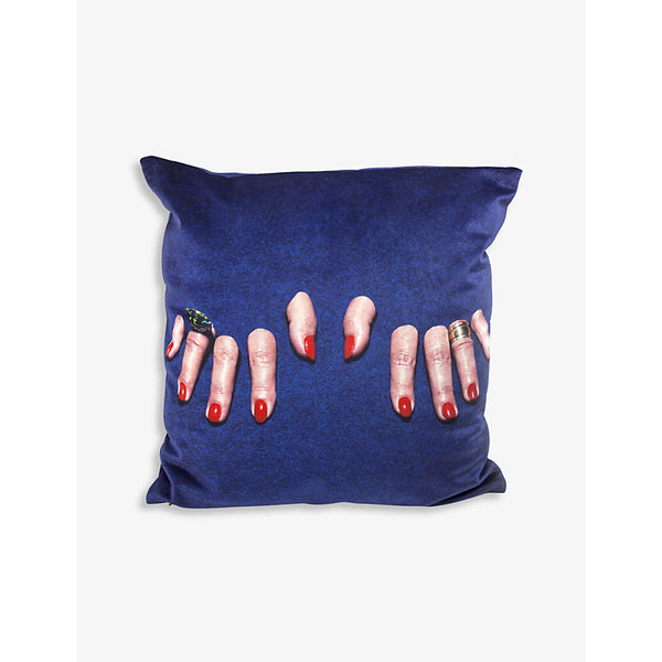 Seletti Fingers graphic-print woven cushion cover 50cm x 50cm | LYBSTORE