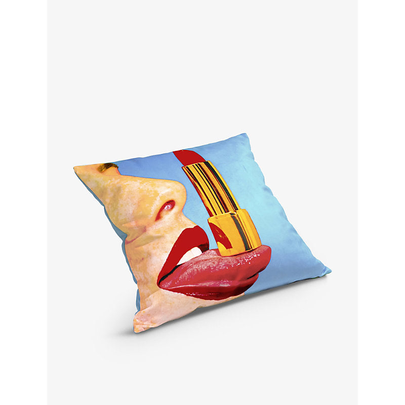 Seletti Tongue graphic-print woven cushion cover 50cm