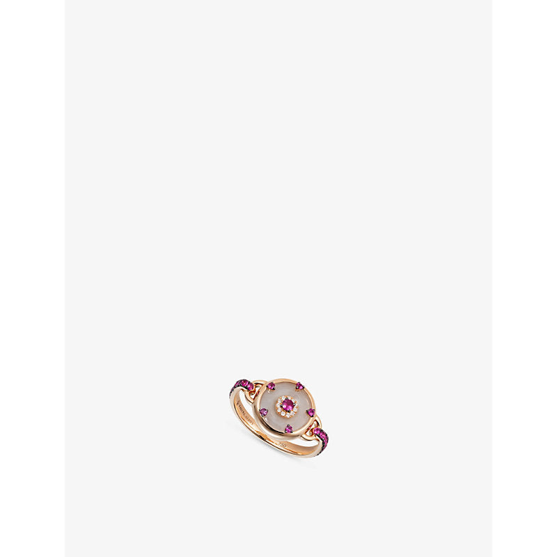 Nadine Aysoy Celeste 18ct rose-gold, 0.07ct diamonds, 0.77ct pink sapphire and 9.75ct jade ring