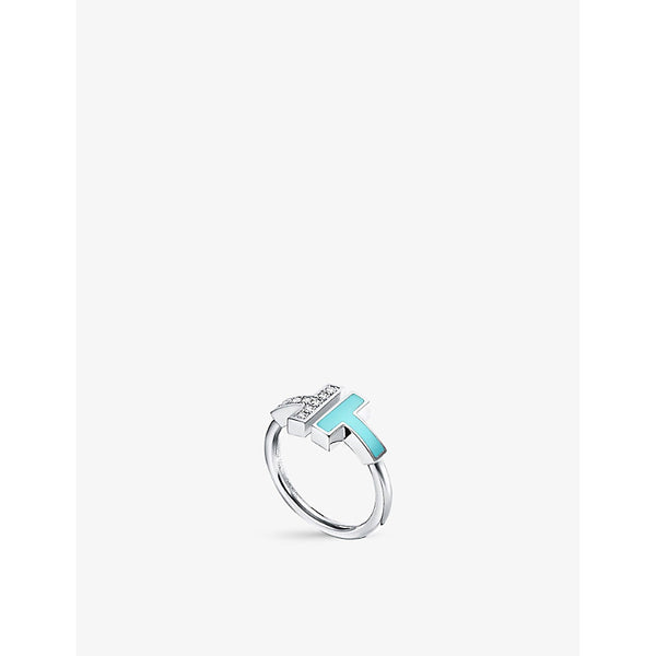 Tiffany & Co Tiffany T 18ct white-gold, turquoise and 0.07ct diamond ring