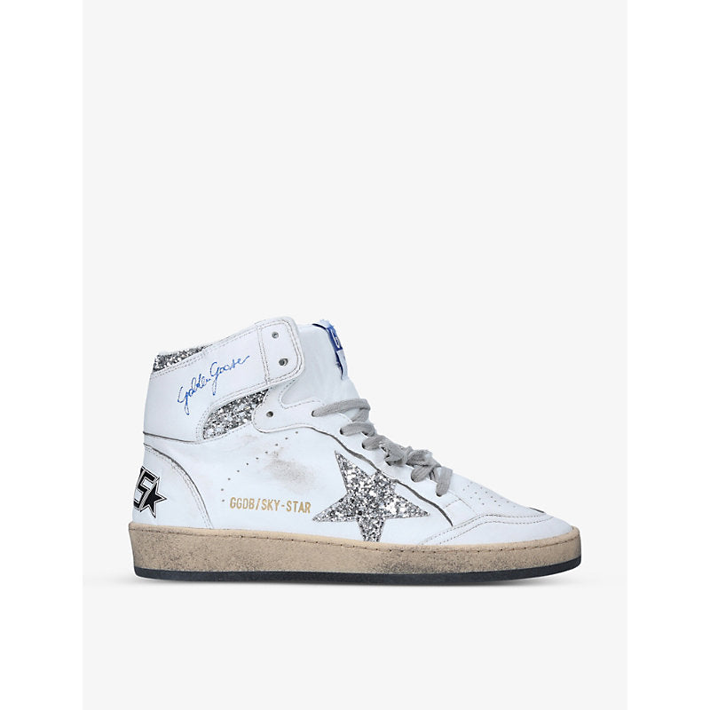 Womens Golden Goose Women's Sky Star 80185 leather high-top trainers