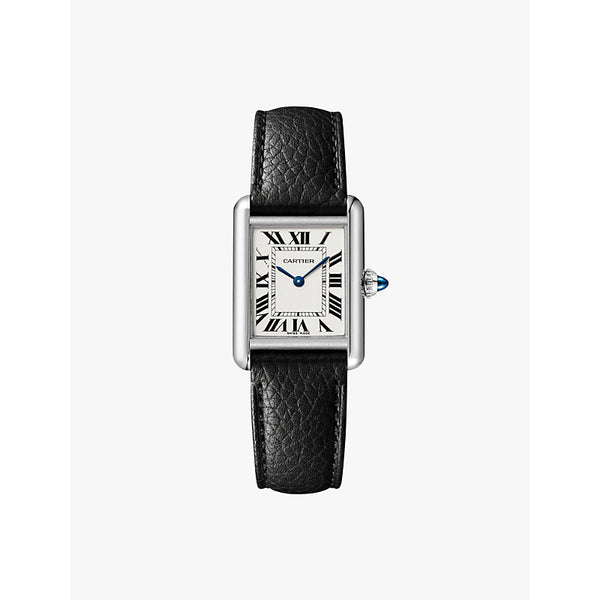 Cartier CRWSTA0042 Tank Must small stainless-steel and grained-leather quartz watch