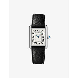 Cartier CRWSTA0041 Tank Must large stainless-steel and grained-leather quartz watch