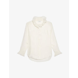  Sandro Haby ruffled collar silk shirt