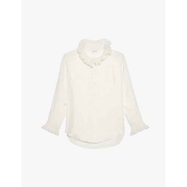  Sandro Haby ruffled collar silk shirt