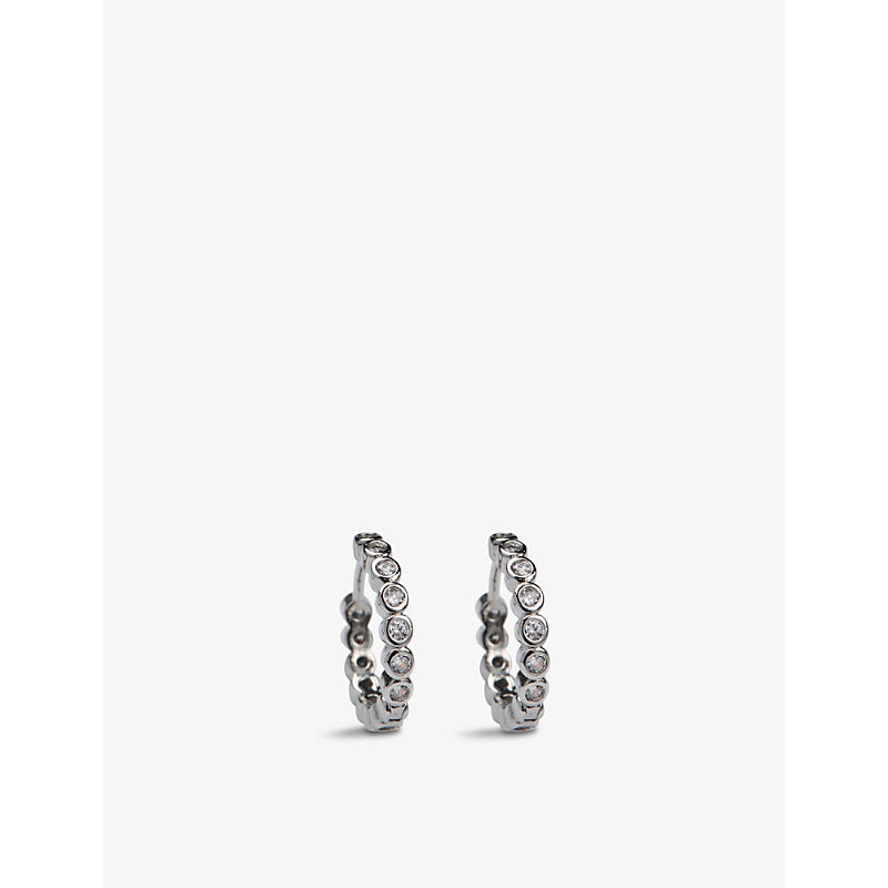 The White Company Platinum-plated brass and zirconia huggie earrings