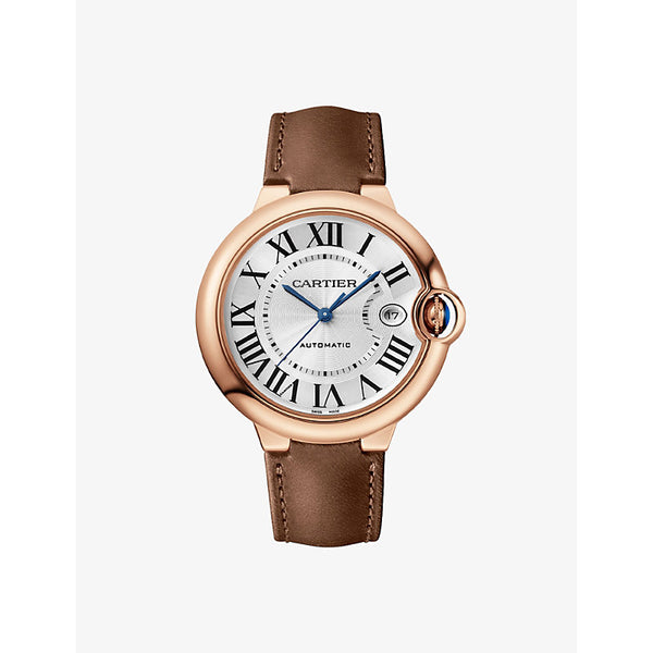 CRWGBB0051 Ballon Bleu de Cartier 18ct rose-gold and leather automatic watch