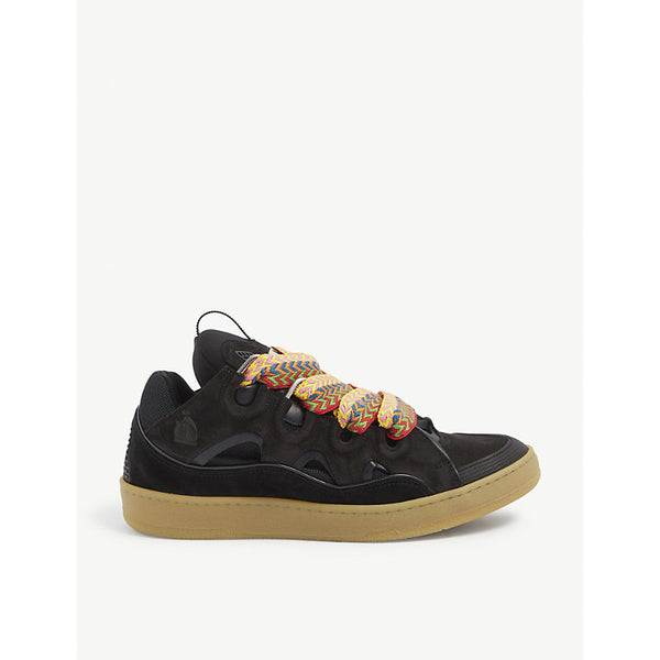 Lanvin Curb lace-up leather, suede and mesh low-top trainers