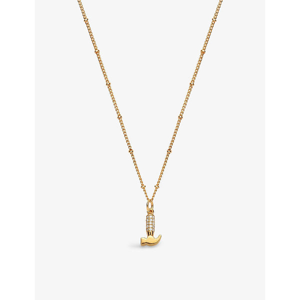 La Maison Couture With Love Darling #8 Hammer 14ct gold-plated vermeil sterling-silver and zircon pendant necklace