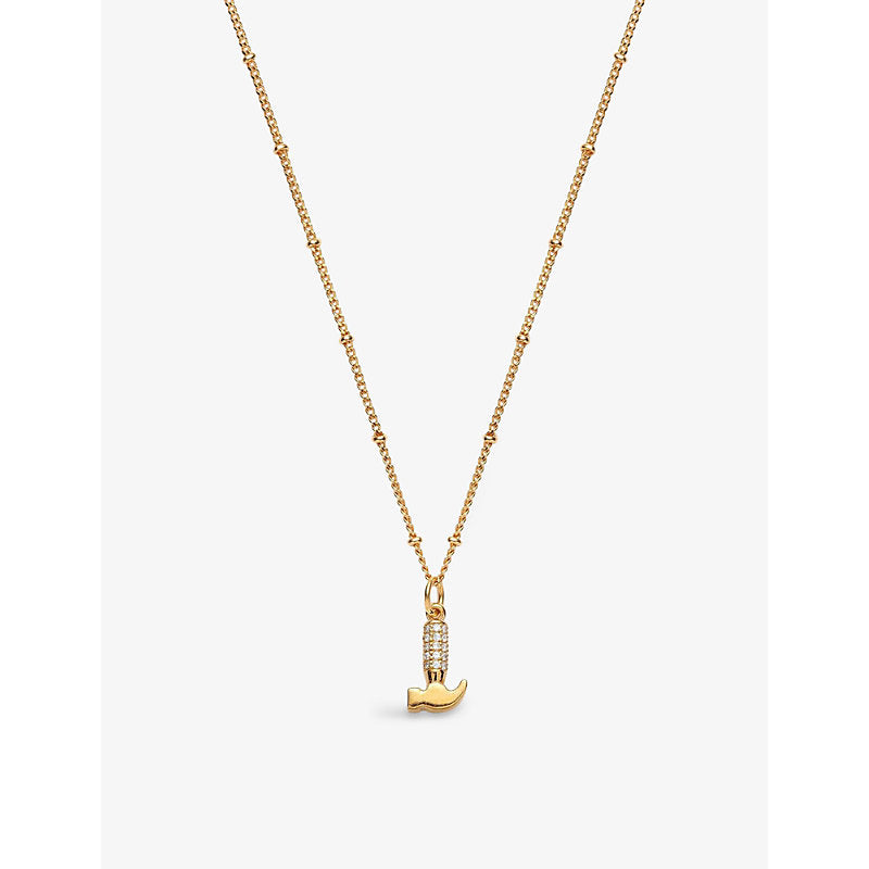 La Maison Couture With Love Darling #8 Hammer 14ct gold-plated vermeil sterling-silver and zircon pendant necklace