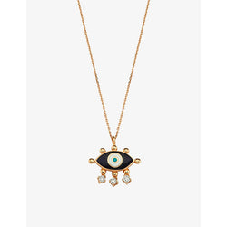 La Maison Couture Selda Jewellery Evil Eye 14ct rose-gold, 0.08ct diamond and enamel pendant necklace