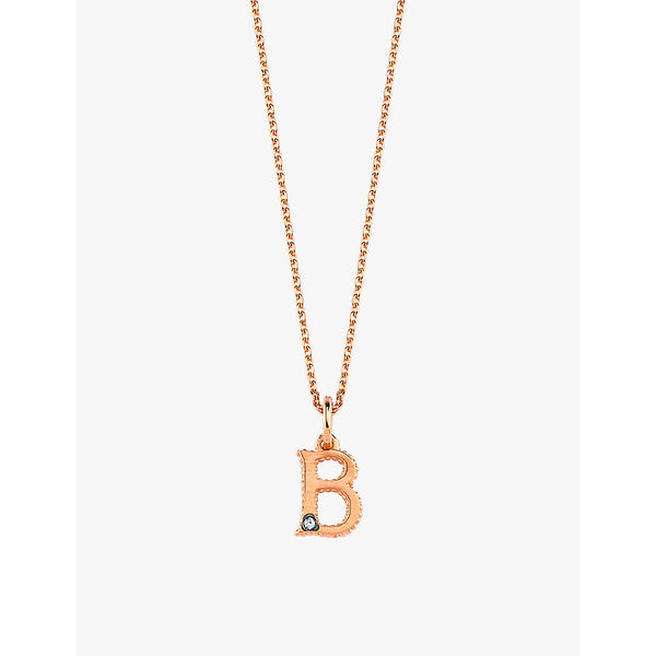 La Maison Couture Selda 'B' Initial 14ct rose-gold and 0.01ct diamond necklace