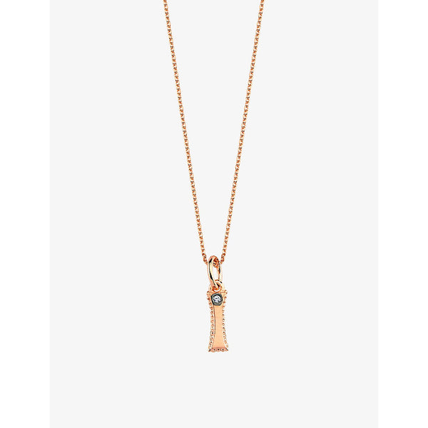 La Maison Couture Selda 'I' Initial 14ct rose-gold and 0.01ct diamond necklace