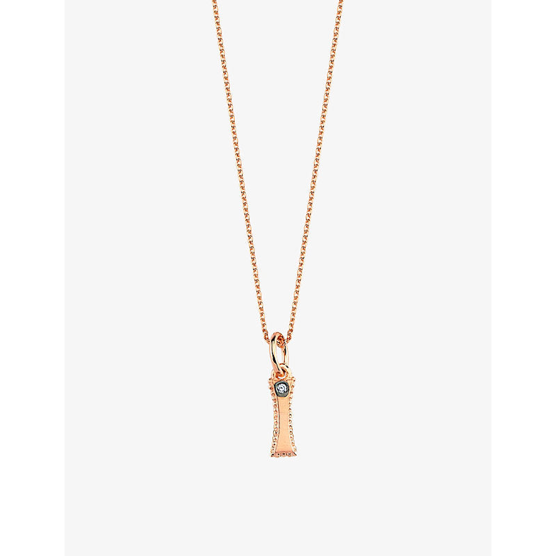 La Maison Couture Selda 'I' Initial 14ct rose-gold and 0.01ct diamond necklace