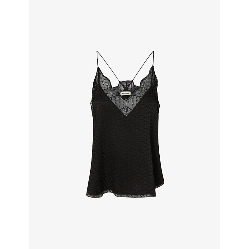  Zadig&Voltaire Christy lace-trimmed silk-crepe de chine camisole