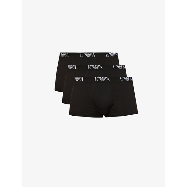 Emporio Armani Logo-print stretch-cotton trunks pack of three