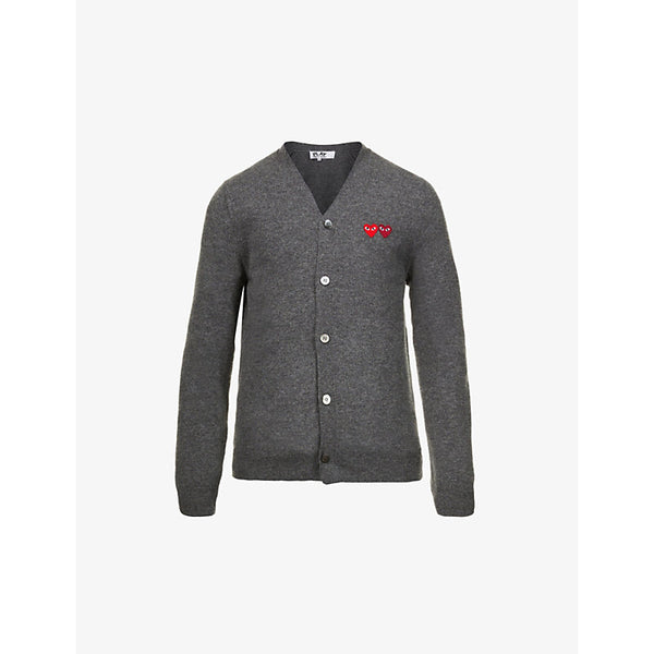 Comme Des Garcons Play Logo-embroidered V-neck wool cardigan