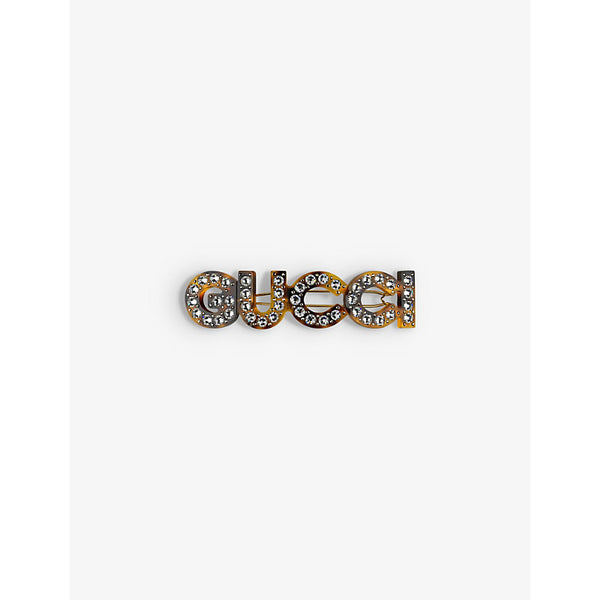 Gucci Crystal-embellished metal hair clip