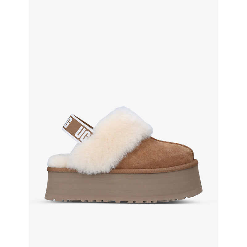 Ugg Funkette suede and sheepskin platform slippers | Ugg