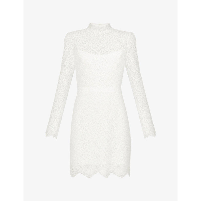 Jenny Yoo Hart high-neck stretch-lace mini dress | JENNY YOO