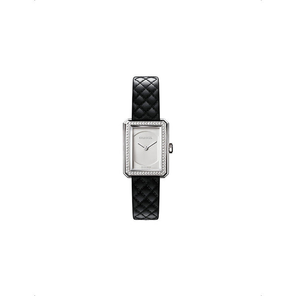 Chanel H6955 BOY·FRIEND 0.37ct diamond, leather and steel quartz watch