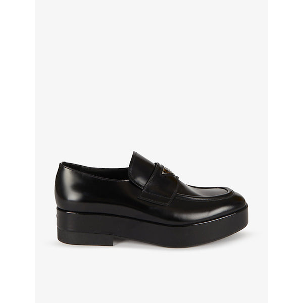 Prada Branded brushed leather loafers | Prada