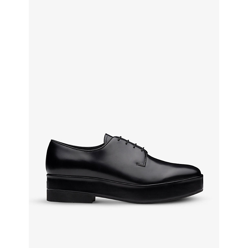 Prada Brushed laced leather Derby shoes