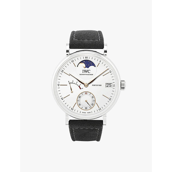 Iwc Schaffhausen IW516401 Portofino stainless-steel and suede manual watch