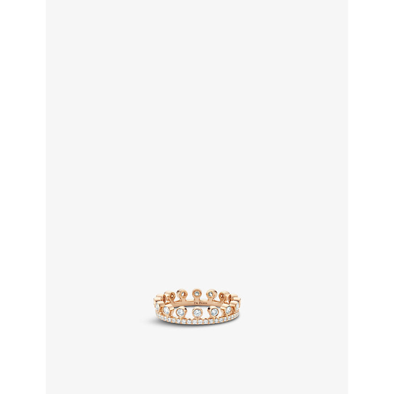 De Beers Jewellers Dewdrop 18ct rose-gold and 0.65ct diamond pavé ring