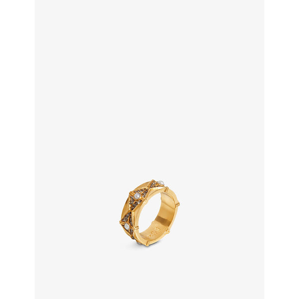  Harris Reed x Missoma recycled 18ct yellow gold-plated vermeil sterling silver, white cubic zirconia and pearl ring