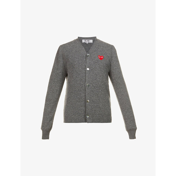  Comme Des Garcons Play Heart-embroidered wool cardigan