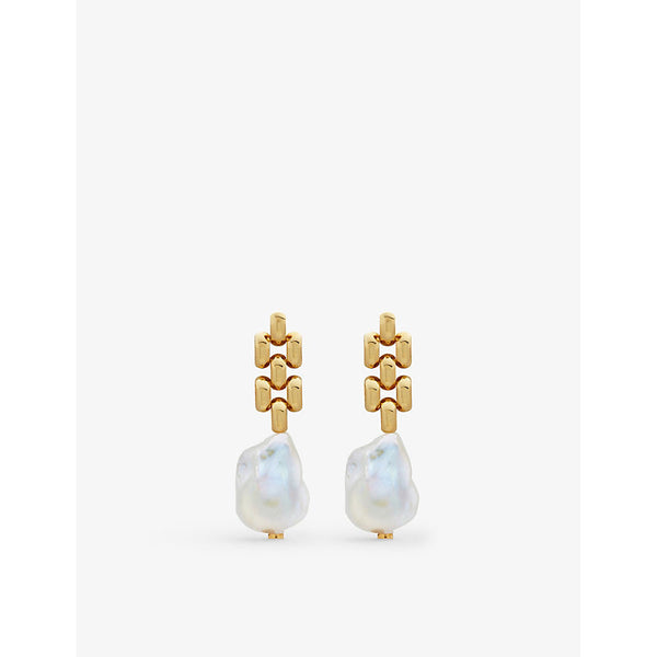 Monica Vinader Heirloom 18ct recycled yellow gold-plated vermeil sterling-silver and baroque pearl earrings