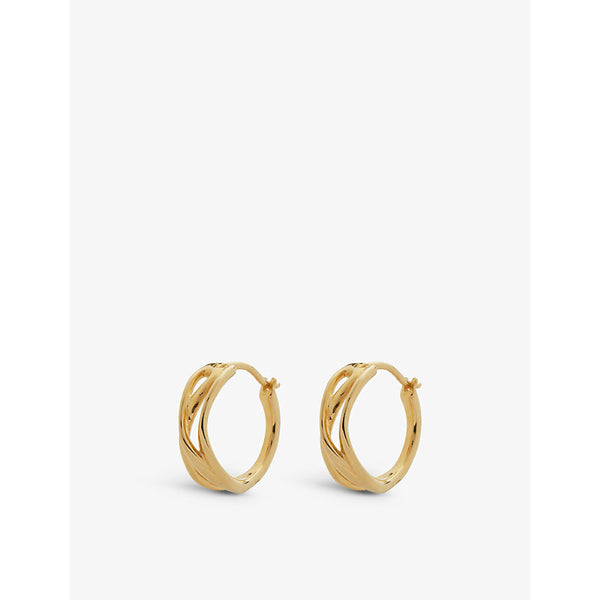 Monica Vinader Nura Reef Crossover 18ct recycled yellow gold-plated vermeil sterling silver huggie earrings