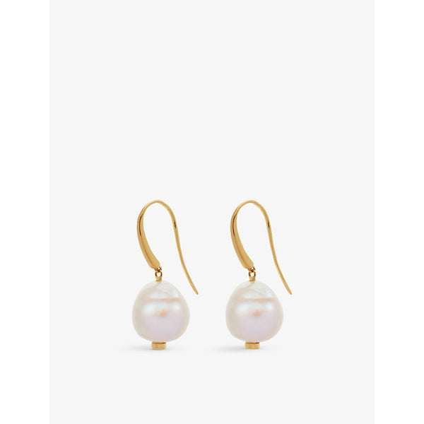 Monica Vinader Nura Keshi 18ct yellow gold-plated vermeil sterling silver and pearl earrings