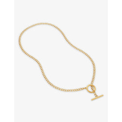 Monica Vinader Groove T-Bar 18kt gold-plated vermail chain necklace