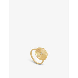 Monica Vinader Disco 18ct recycled yellow gold-plated vermeil sterling silver and 0.05ct diamond ring