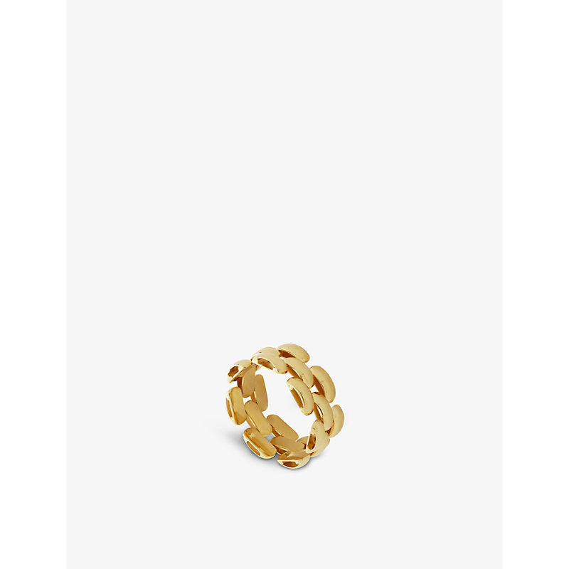 Monica Vinader Heirloom Woven Chain 18ct recycled yellow gold-plated vermeil sterling-silver ring