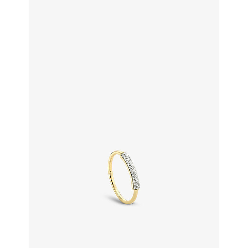 Monica Vinader Fiji Bar 18ct recycled yellow gold-plated vermeil sterling-silver and 0.12 carat diamond ring