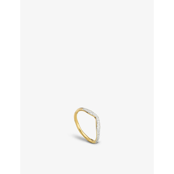 Monica Vinader Riva Diamond Wave 18ct recycled yellow gold-plated vermeil sterling silver and 0.046ct diamond ring