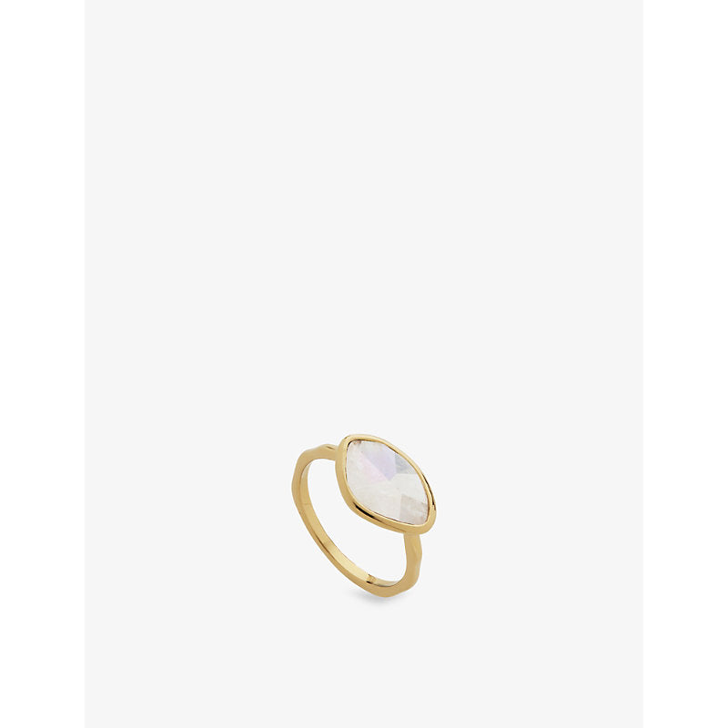 Monica Vinader Petal 18ct recycled yellow gold-plated vermeil sterling-silver and moonstone ring