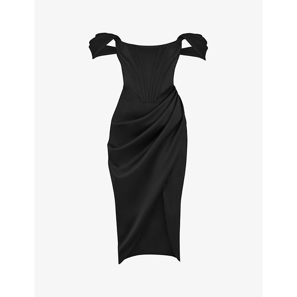 House Of Cb Loretta off-shoulder satin midi dress | HOUSE OF CB