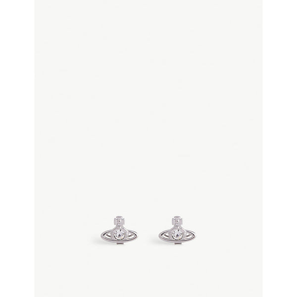 Vivienne Westwood Jewellery Nano Solitaire platinum-plated brass and crystal stud earrings