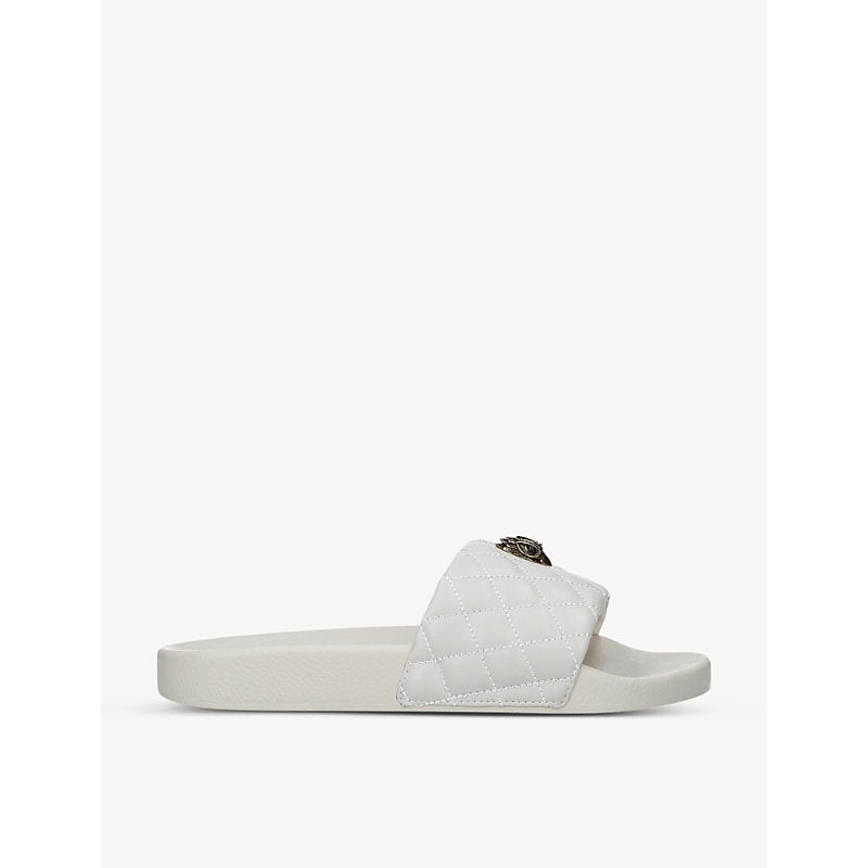 Kurt Geiger London Meena Eagle embellished quilted rubber sliders