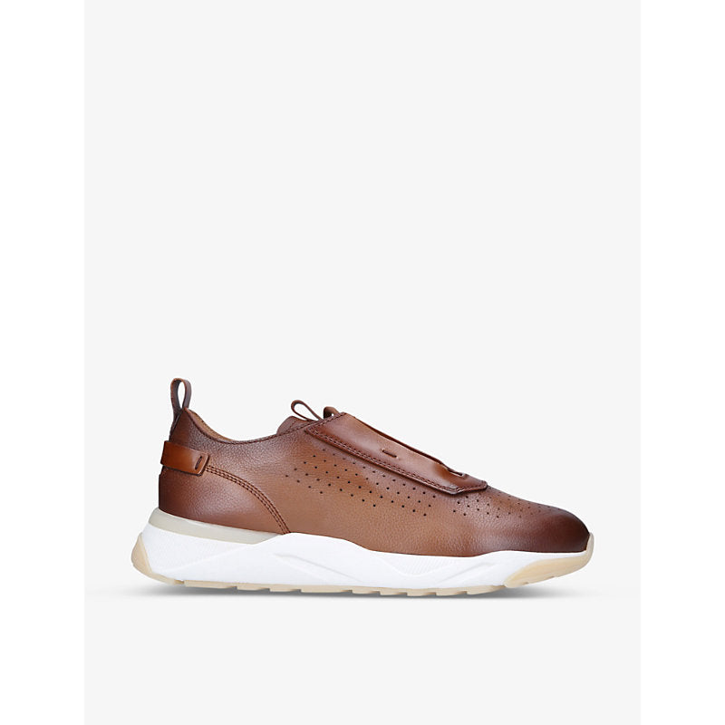 Santoni Patina Runner leather trainers