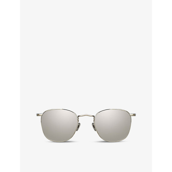  Linda Farrow Simon square-frame 22ct white gold-plated titanium sunglasses