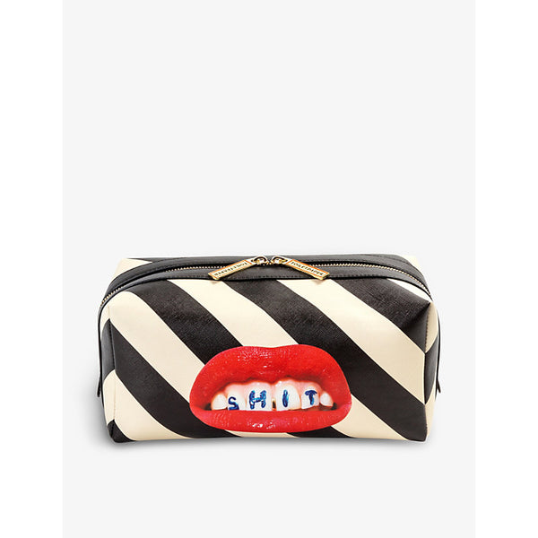 Seletti wears TOILETPAPER lipstick-print canvas wash bag