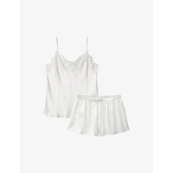 The White Company Eyelash-trim relaxed-fit silk cami and shorts set